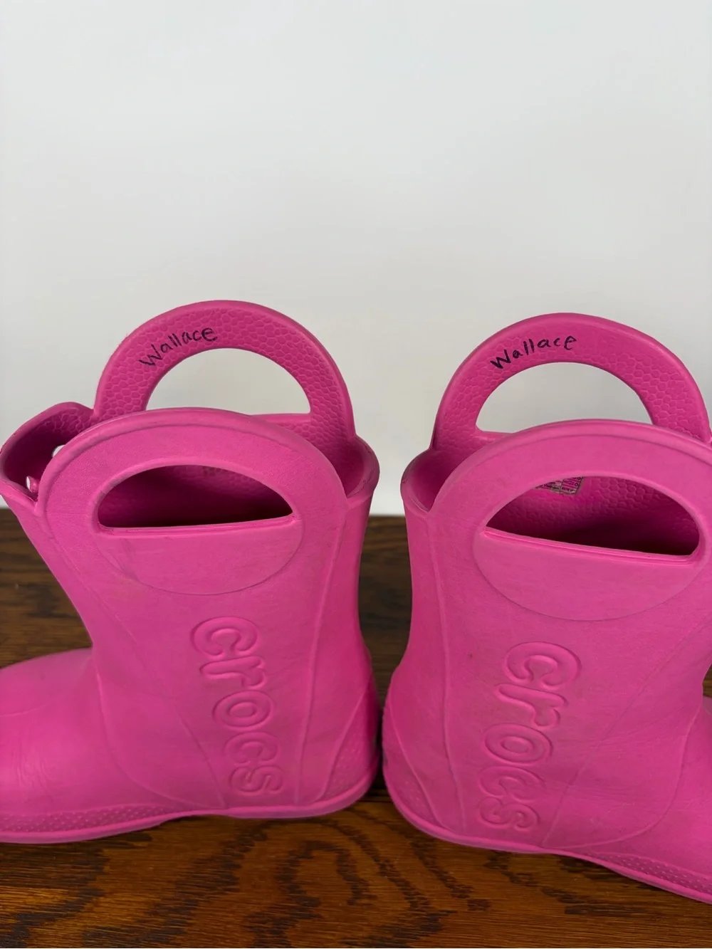 Crocs Kids Handle It Pink Rain Boots Size J3 Waterproof Lightweight Pull-On